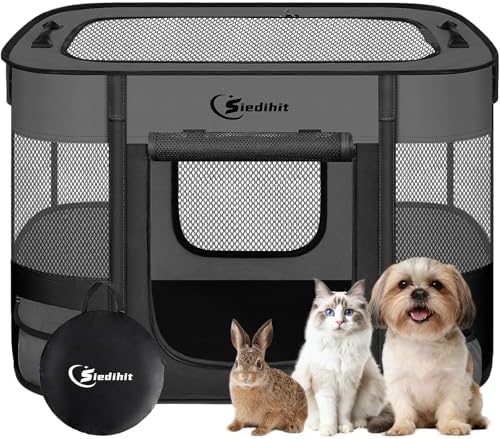 Siedihit 28" Dog Playpen,Cat Puppy Pen, Pet Portable Crate Indoor Outdoor by Siedihit