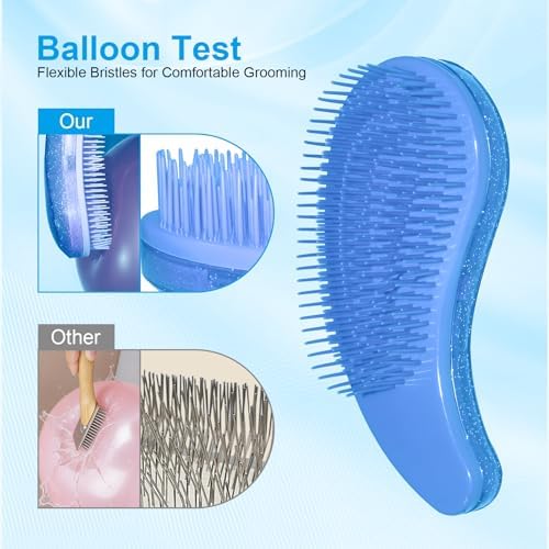 Small Dog Brush, Skin-friendly Soft Bristles (Glitter Blue) - Image 3