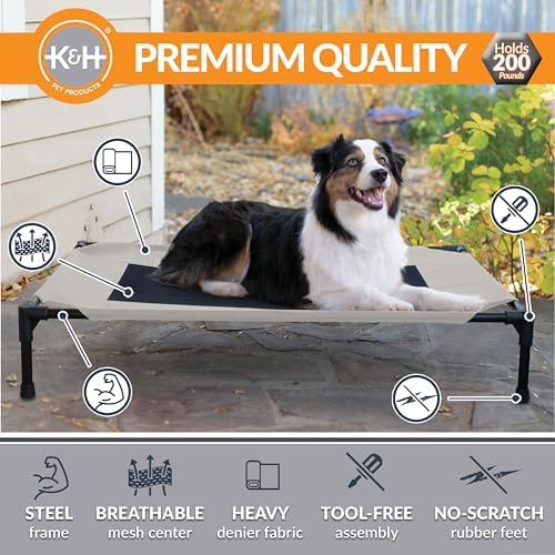 K&H Outdoor Elevated Dog Bed for Medium & Large Pets, Taupe, Large 42x30in - Image 2