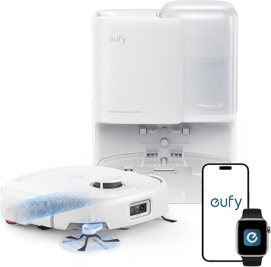 eufy E25 Robot Vacuum and Mop Combo, 20,000 Pa, HydroJet Roller Mop | Extendable Side Brush, All-in-One Station, AI Obstacle Avoidance, Zero-Tangle Design, Edge-to-Corner Cleaning, White by Unknown