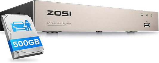 ZOSI 8CH 1080P Home Security DVR with 500GB Hard Drive, AI Human/Vehicle Detection, Remote Access, H.265+ Hybrid 4-in-1 Wired Surveillance DVR for HD-TVI, CVI, CVBS, AHD 960H/720P/1080P CCTV Cameras by ZOSI