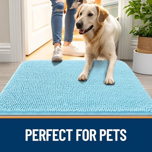 OLANLY Dog Door Mat for Muddy Paws 48x30, Super Absorbent Chenille Mud Mat - Image 6