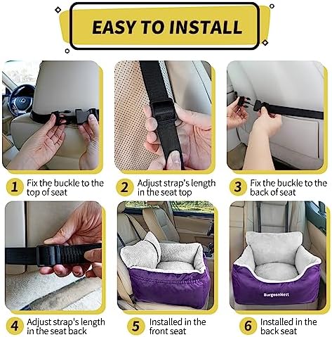 BurgeonNest Dog Car Seat for Small Dogs & Cats Under 25 lbs, Purple - Image 5