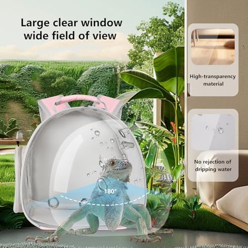 Hamster Backpack Carrier, Bearded Dragon Carrier Backpack with Clear Bubble Window,Small Animal Travel Backpack for Hedgehog Rat,Chameleon,Rabbit,Sugar Glider,Airline Approved (Pink, Backpack) - Image 5