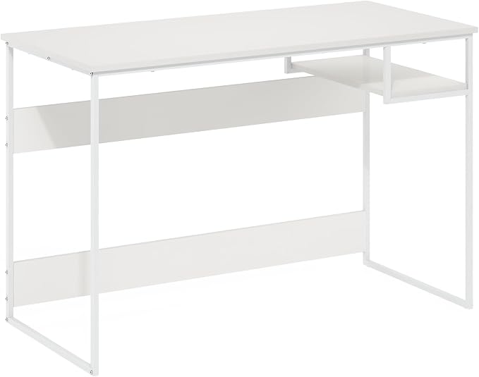 Furinno Moretti Desk, 45" Wide Metal Frame Gaming Desk with Open Shelf, Computer Desk, Writing Desk, Office Desk for Home Office, Study Room, Dorm, Bedroom, Solid White - Image 5