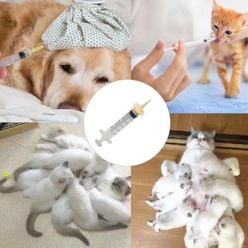 Pet Feeding Syringe with Soft Silicone Nipples, Newborn Nursing Feeder for Kittens, Puppies, Rabbits, Small Animals(60ml+100ml+2 Nipples) - Image 6