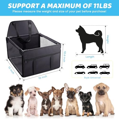 GENORTH Small Dog Car Seats for Small Dogs,Portable Puppy/Pet Car Booster Seat with Clip-On Leash and Mesh Window for Small Pet Up to 11 lbs - Image 7