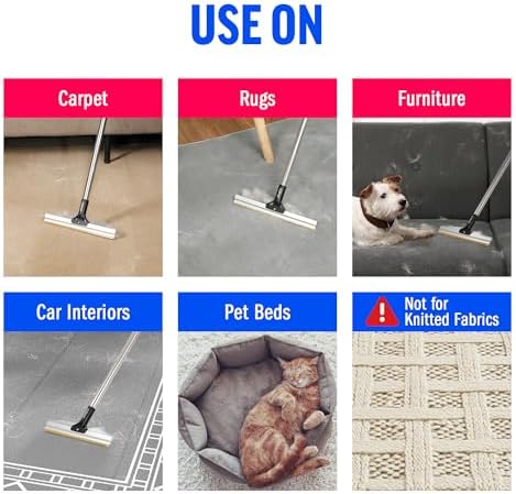 ChomChom Carpet Rake – Adjustable Pet Hair Remover Tool Up to 64 in Long – Deep Clean Embedded Pet Hair with Teeth Technology – Reusable, Quiet – for Carpets, Stairs, Rugs, Pet Beds, Cars & More - Image 6