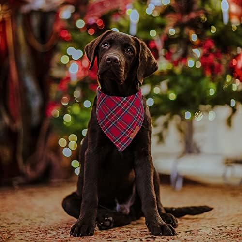 ADOGGYGO Christmas Dog Bandana 2 Pack, Stylish Plaid Pet Scarf, Premium Cotton Fabric, Multiple Sizes Offered, Christmas Bandanas for Medium Large Dogs Pets (Large) - Image 2
