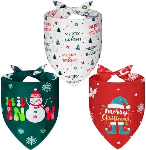 Christmas Dog Bandanas XLarge 3PCS, Holiday Scarf for Boy and Girl - Image 2