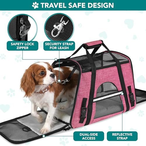 PetAmi Airline Approved Pet Carrier for Cats Small Dogs, Large Heather Pink - Image 4