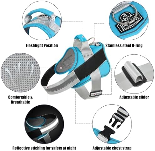 Bolux Dog Harness, No-Pull Reflective Dog Vest, Breathable Adjustable Pet Harness with Handle for Outdoor Walking - No More Pulling, Tugging or Choking (OceanicBlue, Medium (Pack of 1)) - Image 2