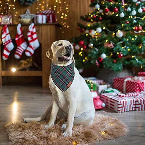 ADOGGYGO Christmas Dog Bandana 2 Pack, Stylish Plaid Pet Scarf, Premium Cotton Fabric, Multiple Sizes Offered, Christmas Bandanas for Large X-Large Dogs Pets (X-Large) - Image 3