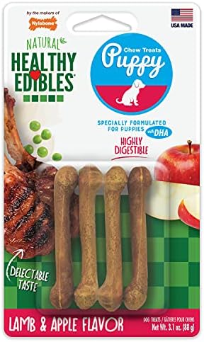Nylabone Healthy Edibles Puppy Dog Treats, Lamb & Apple Flavor, 4 Count by Nylabone