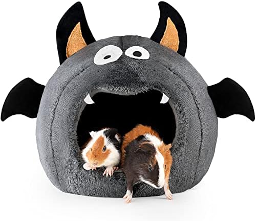 Guinea Pig Hideout - Guinea Pig Bed, Halloween Style Small Pet Hides, Ideal Bed for Small Pets, Bat Shape, Dark Gray by ONEJU