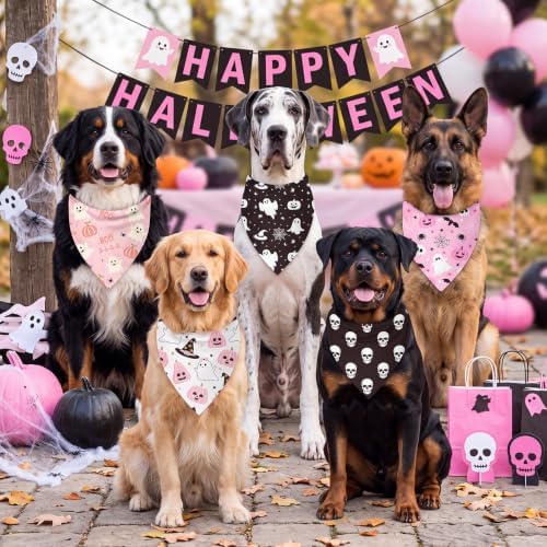 Weewooday 50 Pink Halloween Dog Bandana Bulk for Large Dog Lover Gift - Image 5