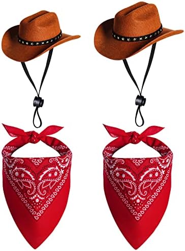 choyaxo Pet Cowboy Costume Halloween Costumes for Dogs Cat Cowboy Hat with Bandana Scarf (Small) - Image 7