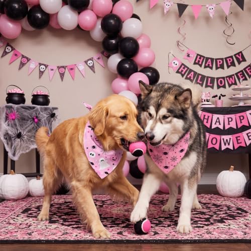 Weewooday 50 Pink Halloween Dog Bandana Bulk for Large Dog Lover Gift - Image 2