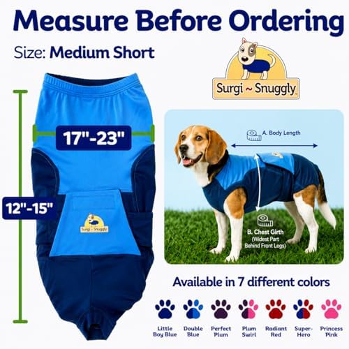 Surgi Snuggly Dog Surgery Recovery Suit, Cone Alternative, Spay/Neuter MS - Image 2