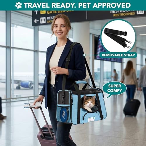 PetAmi Airline Approved Pet Carrier for Cats & Small Dogs, Small Light Blue - Image 5