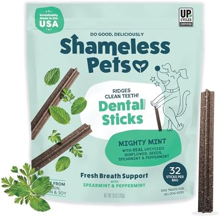 Shameless Pets Triple Mint Dental Chews for Dogs, 32 Chews by SHAMELESSPETS