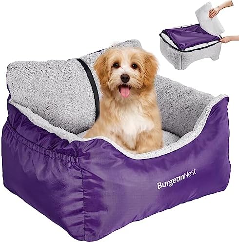 BurgeonNest Dog Car Seat for Small Dogs & Cats Under 25 lbs, Purple by Lifelongfriendsbelovedfamily