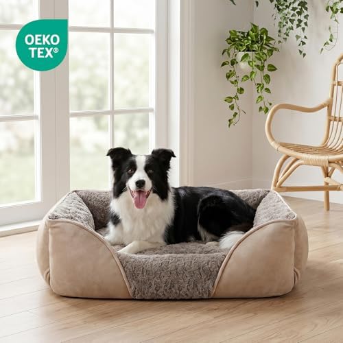 INVENHO Medium Dog Bed for Large, Small Dogs - Rectangle, Washable, Orthopedic, Soft, Calming, Durable Pet Cuddler with Anti-Slip Bottom (M: 25"x21"x8") - Image 6