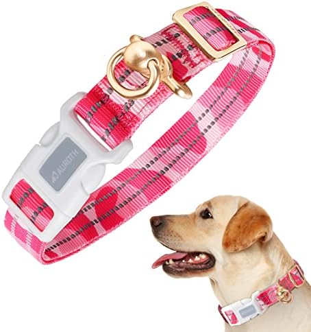 Auroth Dog Collar for Medium Large Dogs, Reflective Dog Collar, Soft Nylon Adjustable Dog Collars with Heavy Duty Metal D Ring Tangle Free (Large:15.7"-27.1", Pink Camo) by AurothPets