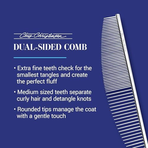 Chris Christensen 00C 6.5 in Crescent Coarse/Fine Finishing Butter Comb, Groom Like a Professional, Rounded Corners Prevent Friction and Breakage, Solid Brass Spin with Steel Teeth, Chrome Finish - Image 3