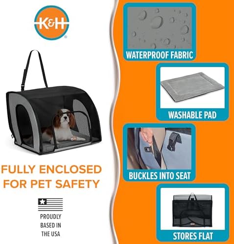 K&H Dog Car Seat, Travel Safety Carrier for Pets, Medium, Gray/Black - Image 3
