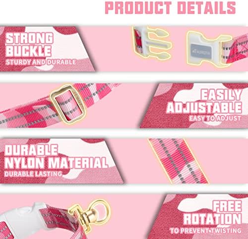 Auroth Dog Collar for Medium Large Dogs, Reflective Dog Collar, Soft Nylon Adjustable Dog Collars with Heavy Duty Metal D Ring Tangle Free (Medium:12"-19.6", Pink Camo) - Image 2
