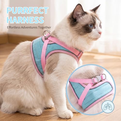 Cat Harness and Leash, Escape-Proof Cat Harness Set, Adjustable Step-in Pet Harness for Walking, Soft Breathable Reflective Vest for Cats & Dogs (Orange, Small) - Image 2