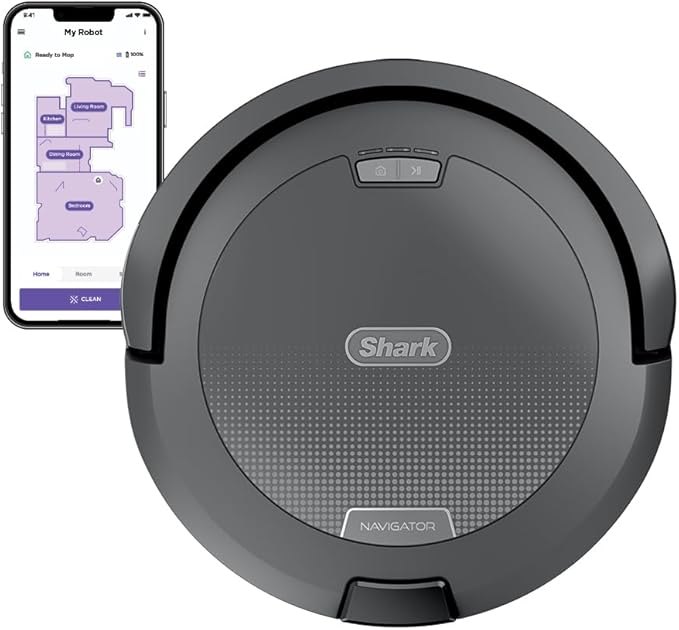 Shark Navigator Robot Vacuum, SmartPath Navigation, Steel Grey, RV2110 | SmartPath Navigation, up to 50% More Suction, Detects & Avoids Objects, Anti-Hair Wrap, Wi-Fi, Carpets & Hard Floors by Unknown