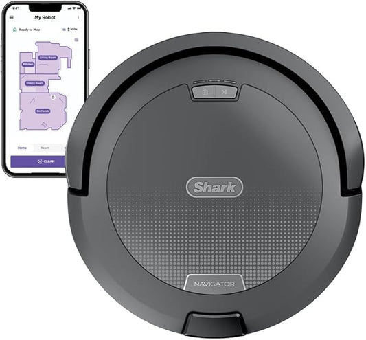 Shark Navigator Robot Vacuum, SmartPath Navigation, Steel Grey, RV2110 | SmartPath Navigation, up to 50% More Suction, Detects & Avoids Objects, Anti-Hair Wrap, Wi-Fi, Carpets & Hard Floors by Unknown