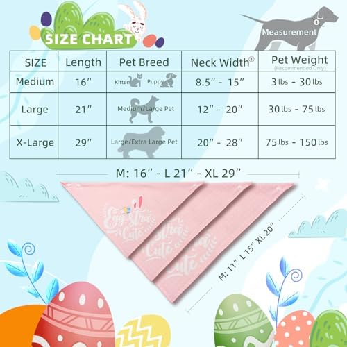 Easter 2-in-1 Dog Bandana with Egg-Stra Cute & Some Bunny Love Me Lovely Saying, Pink Pet Holiday Costumes Scarf with Snap Button, Small to Medium Breeds (5-30lbs) - Image 7