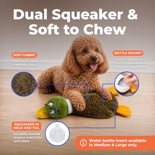 Best Pet Supplies 2-in-1 Fun Skin Stuffless Dog Toy - Wild Duck, Medium - Image 3