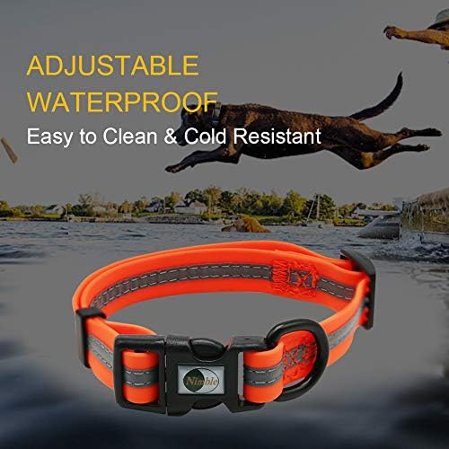 Nimble Reflective Waterproof Dog Collar Adjustable Odor Resistant Easy Clean Pet Collar for Small Medium Large Dogs Night Walking Outdoor Rainy Use (Small (9.45”-14.17”inches), Orange) - Image 4