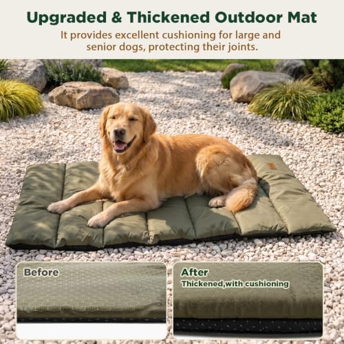 Gimars Upgraded Thickened Travel Dog Bed with Waterproof Film, Easy to Roll Up with Buckle, Large Outdoor Pet Bed for Medium & Large Dog, Portable, Washable Bed Mat for Camping,Traveling - Image 2