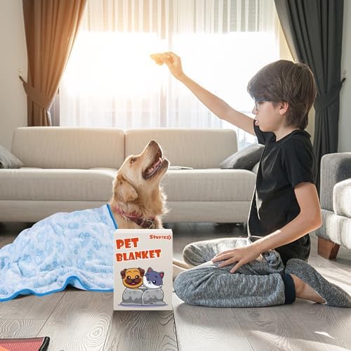 Blue Dog Blanket for Puppy Accesssories Boy, Blue Dog Stuff for Small Kitten Indoor Cats, Washable Soft Puppy Essentials Supplies - Image 5