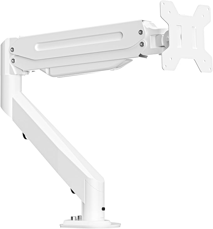 Suptek Monitor Mount Gas Spring Monitor Arm Desk Mount Fully Adjustable Fits 17 20 22 23 24 26 27 32 35 inch Monitors Weight Capacity up to 24.25 lbs, White by suptek