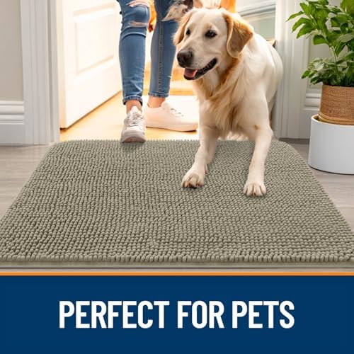 OLANLY Dog Door Mat for Muddy Paws 24x16, Super Absorbent Chenille Mud Mat - Image 6