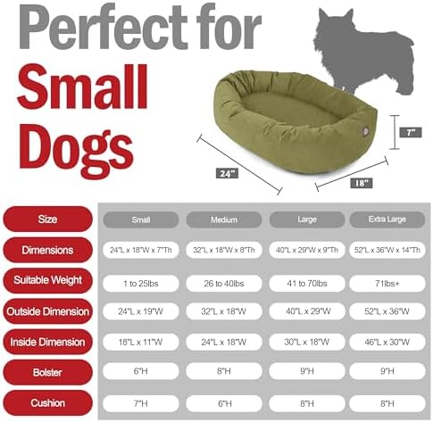 Majestic Pet Suede Shredded Memory Foam Mix Calming Dog Bed Washable - Cozy Soft Round Dog Bed with Spine for Head Support - Fluffy Donut Dog Bed, 24 Inch, Sage - Image 3