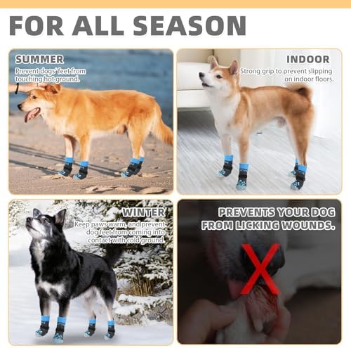 KOOLTAIL Dog Socks Shoes for Hot Pavement to Prevent Licking Paws, Winter Dog Boots&Paw Protector for Hardwood Floors Anti Slip,Traction Control Grip Booties for Small Medium Large Senior Dogs, Blue S - Image 6