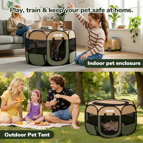 Dog Cat Small Animal Puppy Playpen Crate, Small, Olive Green - Image 5