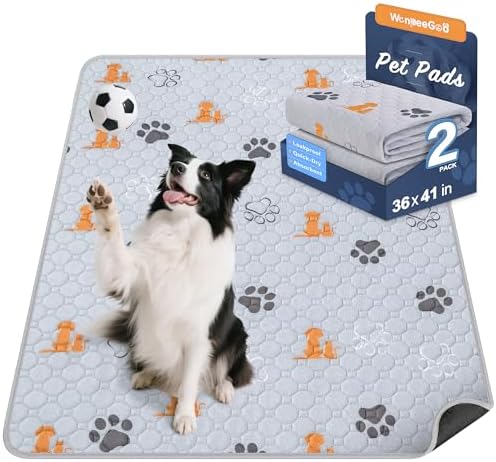 WanpeeGoo Washable Pee Pads for Dogs, Waterproof, 36 x 41 in, 2 Pack, Orng by WanpeeGoo