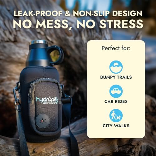 HydroPet Vet-Approved 64 Oz Dog Water Bottle – Stainless Steel Portable Dog Water Bottle, Insulated Canine Travel Dispenser with Detachable Food & Water Bowls, Carry Bag & Adjustable Shoulder Strap - Image 3