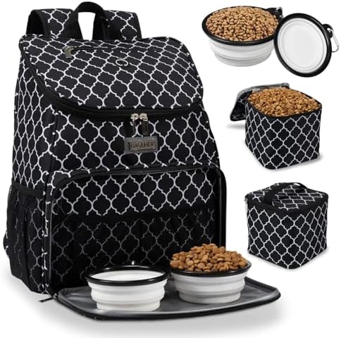 BAGLHER丨Dog Travel Bag, Airline Approved Pet Supplies Backpack, Dog Travel Backpack with 2 Silicone Collapsible Bowls and 2 Food Baskets by BAGLHER