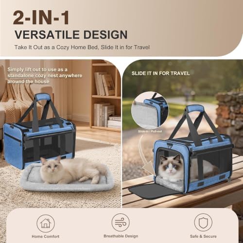 Soft Sided Cat Carrier for Anxious Pets with Privacy Roller Blinds - Image 3