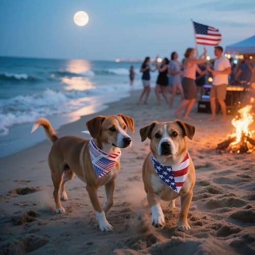 American Flag Dog Bandanas 2PCS-Small,4th of July Pet Scarf,Triangle Dual-Layer Design Patriotic Costume for Memorial Day & Independence Day,Red White & Blue Outfit for Boys and Girls Dogs - Image 5