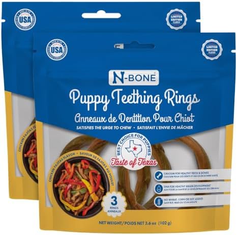 N-Bone Puppy Teething Rings Taste of Texas Chicken Fajitas Flavor 3 Count (Pack of 2) by N-Bone